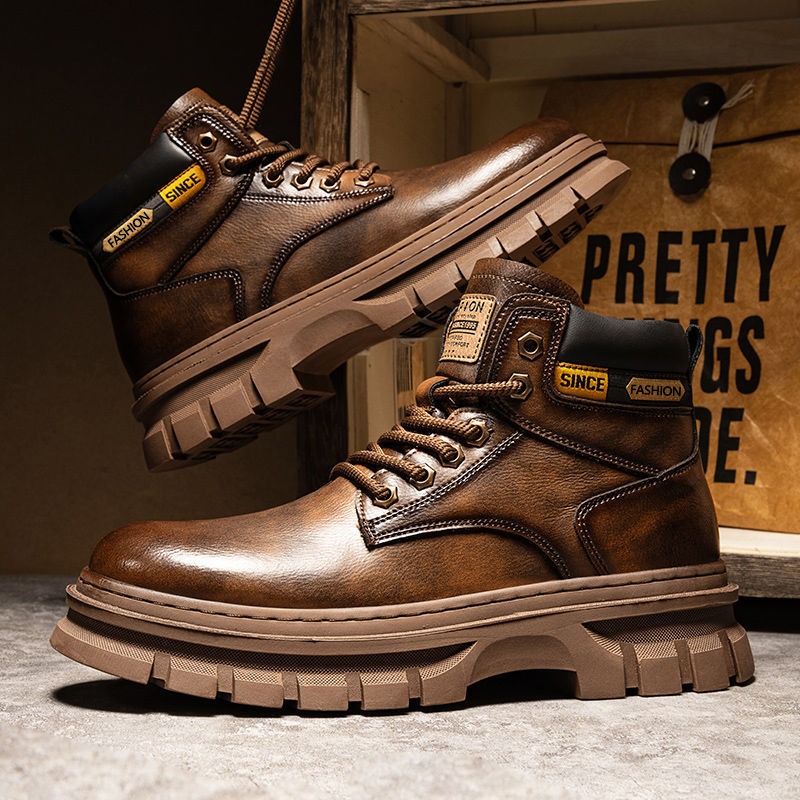 Vintage Fashion Boots - Vintage Men Platform Ankle Boots Autumn