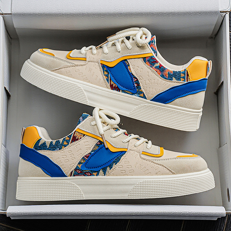 Vintage Fashion Streetwear - Men's Vintage Patchwork Platform Sneakers -