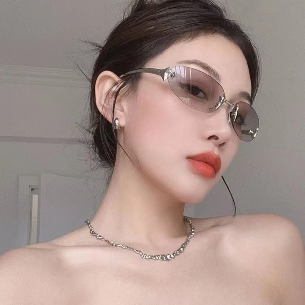 Y2K Style Frameless Sunglasses - Vintage Fashion Style Female ulasan dan harga
