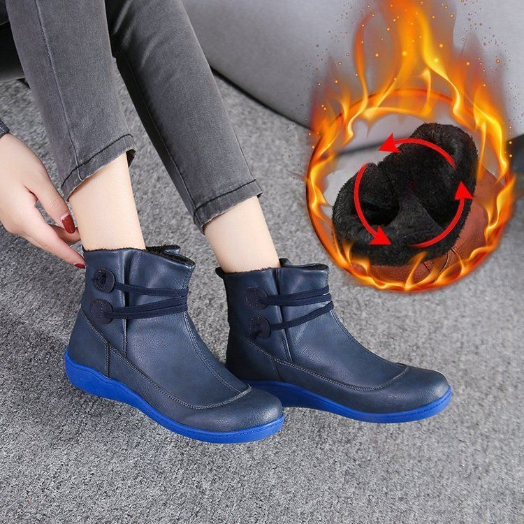 Women Vintage Round Toe PU Lea - Vintage Fashion Boots ulasan dan harga