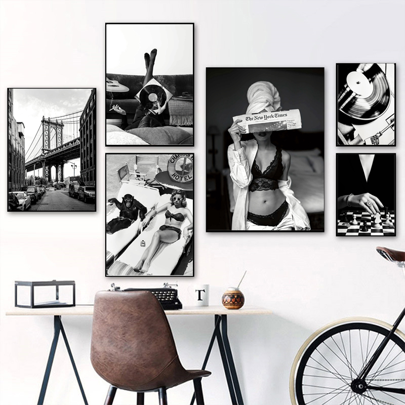 Black and White Vintage Wall A - Vintage Fashion Sketches ulasan dan harga