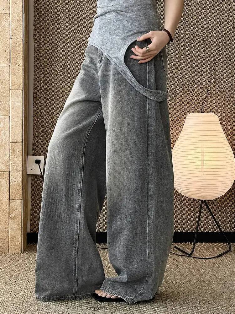 Waist Gray Denim High Vintage  - Vintage Fashion Build ulasan dan harga