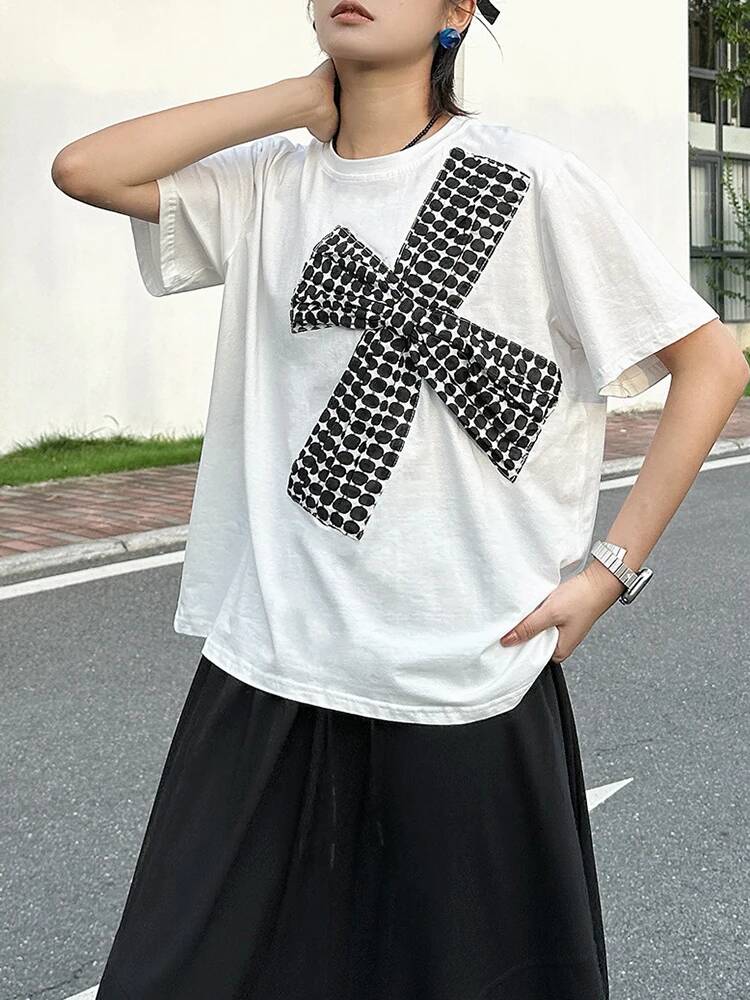 Dot Women White Printed 3d Bow - Vintage Fashion Build ulasan dan harga