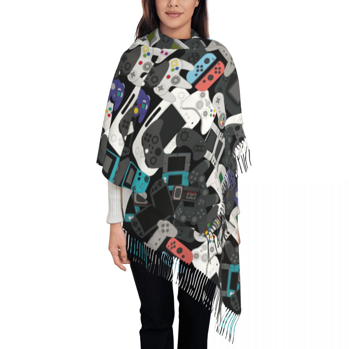 Gamer Controller Tassel Scarf  - Vintage Fashion Video ulasan dan harga