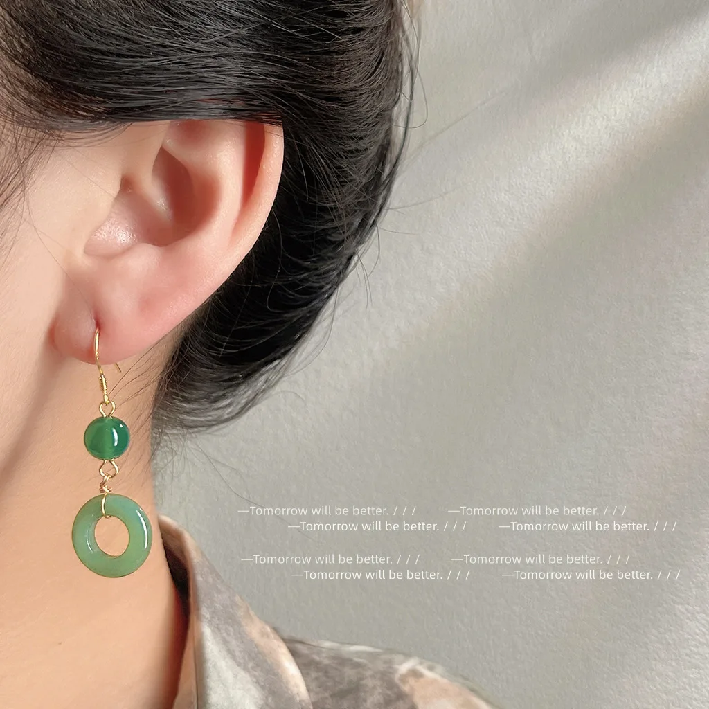 Green Real Jade Ring Earrings  - Vintage Fashion Ai ulasan dan harga