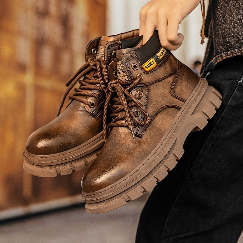 Vintage Men Platform Ankle Boo - Vintage Fashion Boots ulasan dan harga