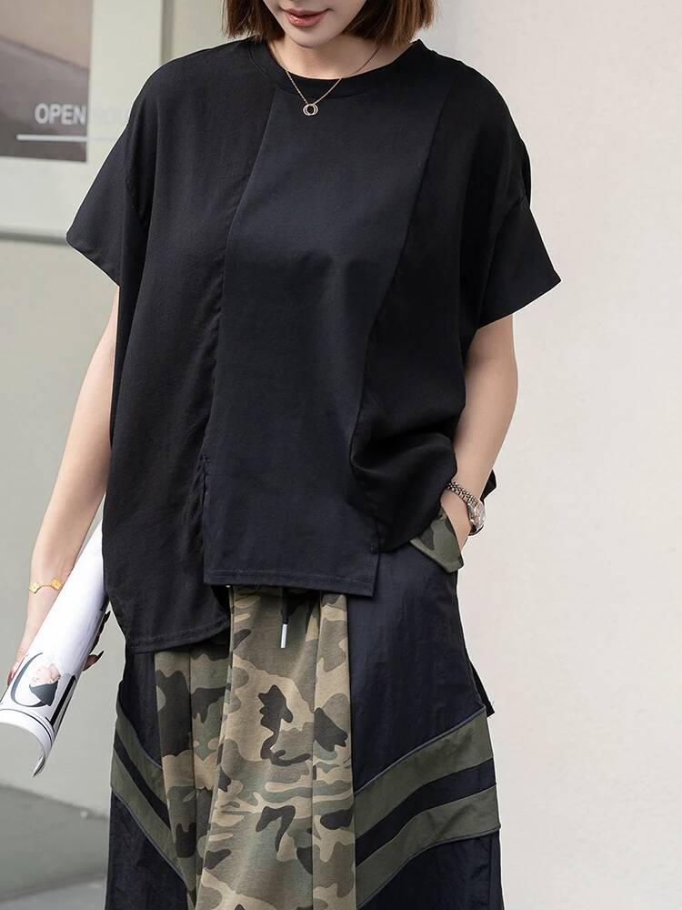 Irregular Women Black Hem Big  - Vintage Fashion Build ulasan dan harga