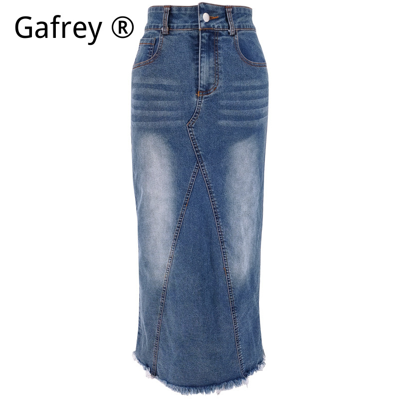 Women Denim Midi Skirt High Wa - Vintage Fashion Streetwear ulasan dan harga
