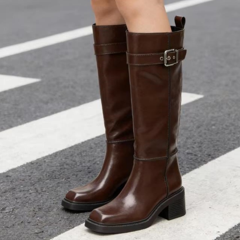 British Style Brown Knee Boots - Vintage Fashion Boots ulasan dan harga