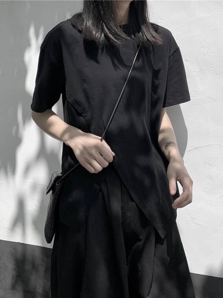 Irregular Women White Slit Hem - Vintage Fashion Build ulasan dan harga