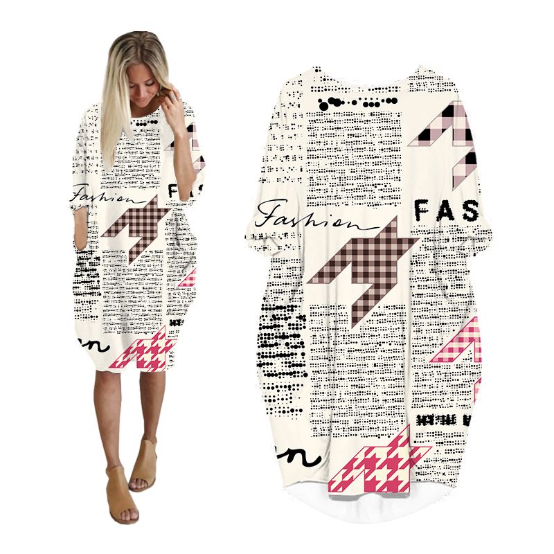 CLOOCL Newspaper Dress 3D Prin - Vintage Fashion Newspaper ulasan dan harga