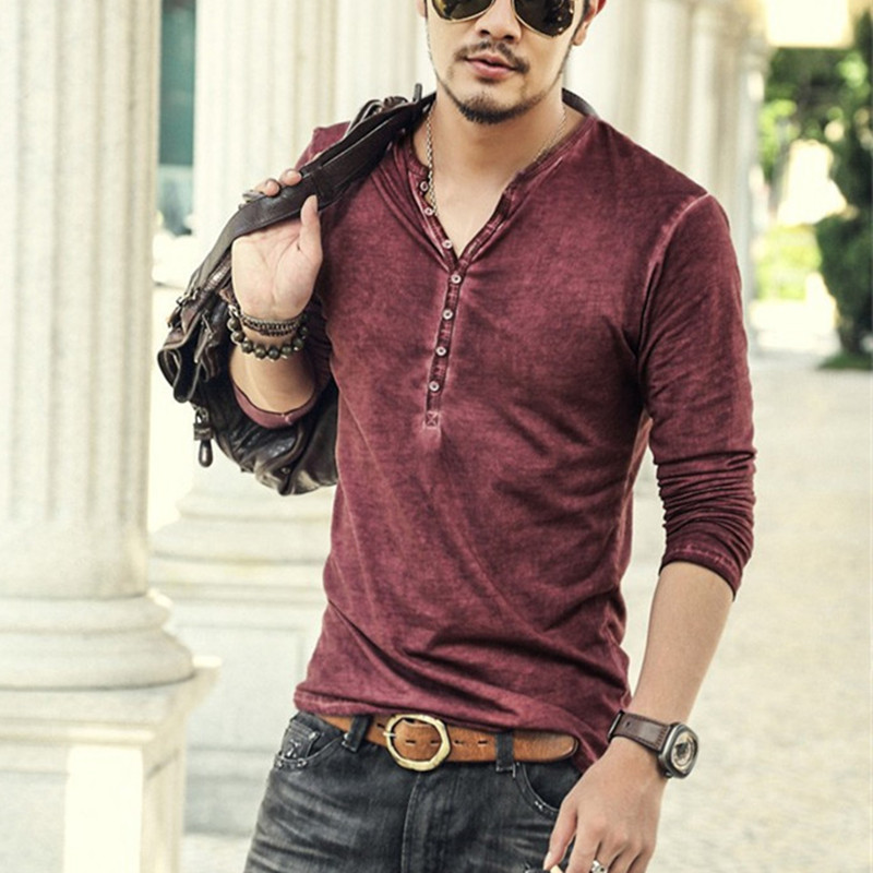 Vintage Distressed Men's V-Nec - Vintage Fashion Looks ulasan dan harga