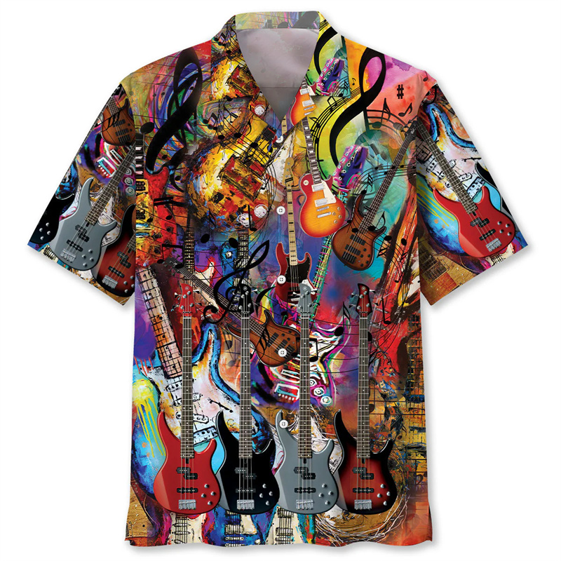 Men Lapel Short Sleeve Shirt V - Vintage Fashion Newspaper ulasan dan harga