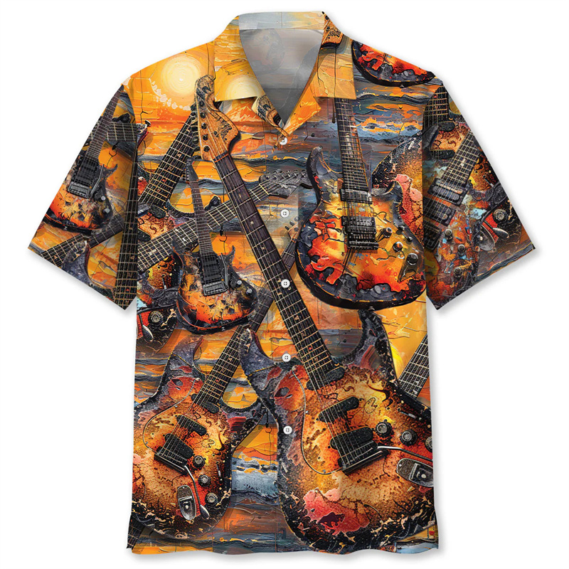 Men Lapel Short Sleeve Shirt V - Vintage Fashion Newspaper ulasan dan harga