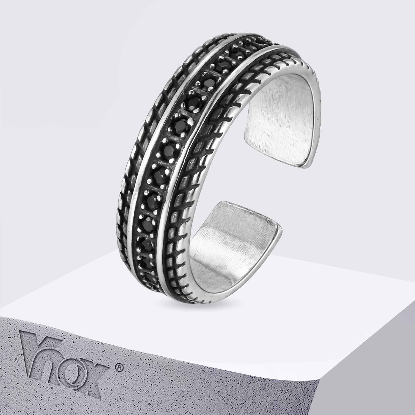 Vnox Men's Wheel Ring Black Zi - Vintage Fashion Wheel ulasan dan harga