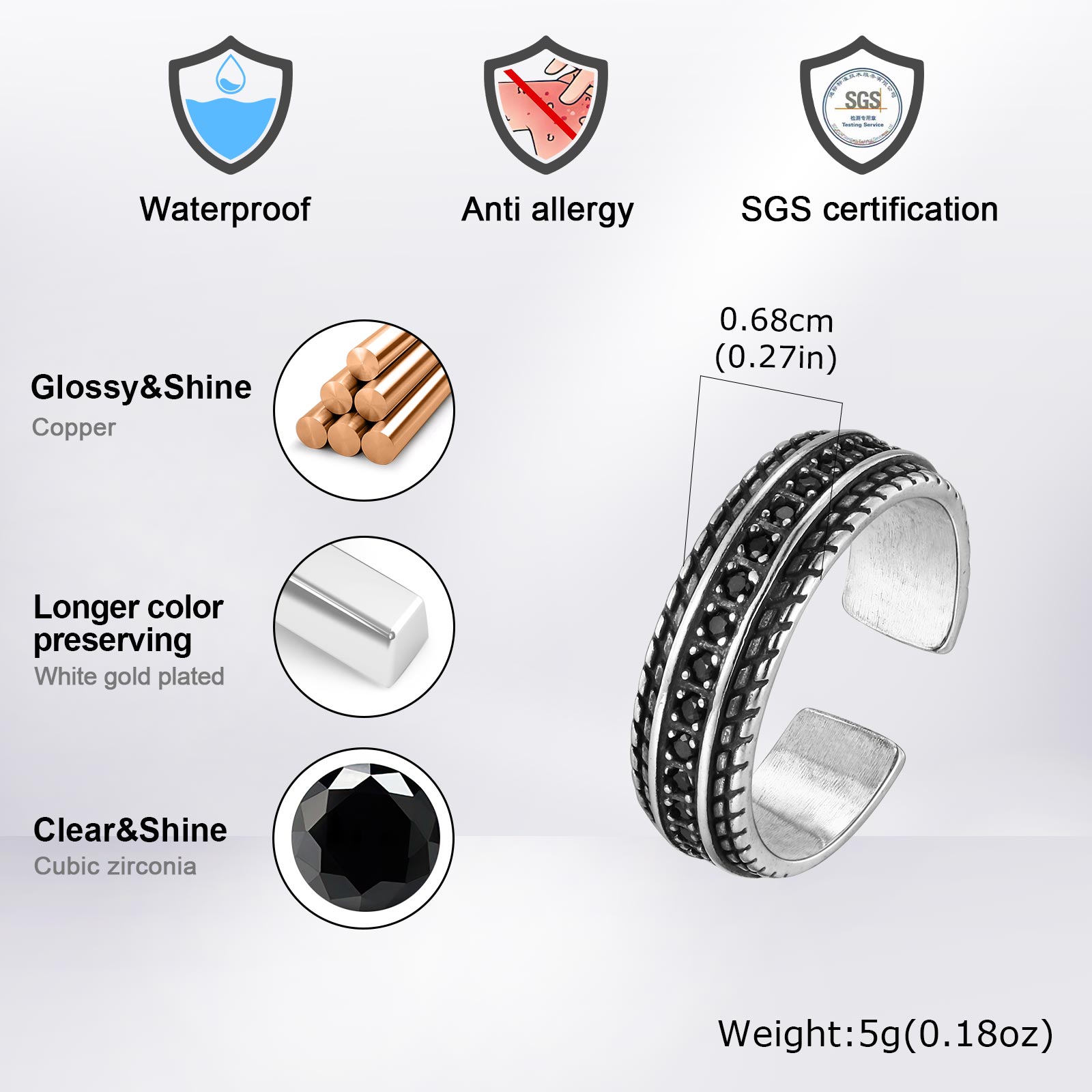 Vnox Men's Wheel Ring Black Zi - Vintage Fashion Wheel ulasan dan harga