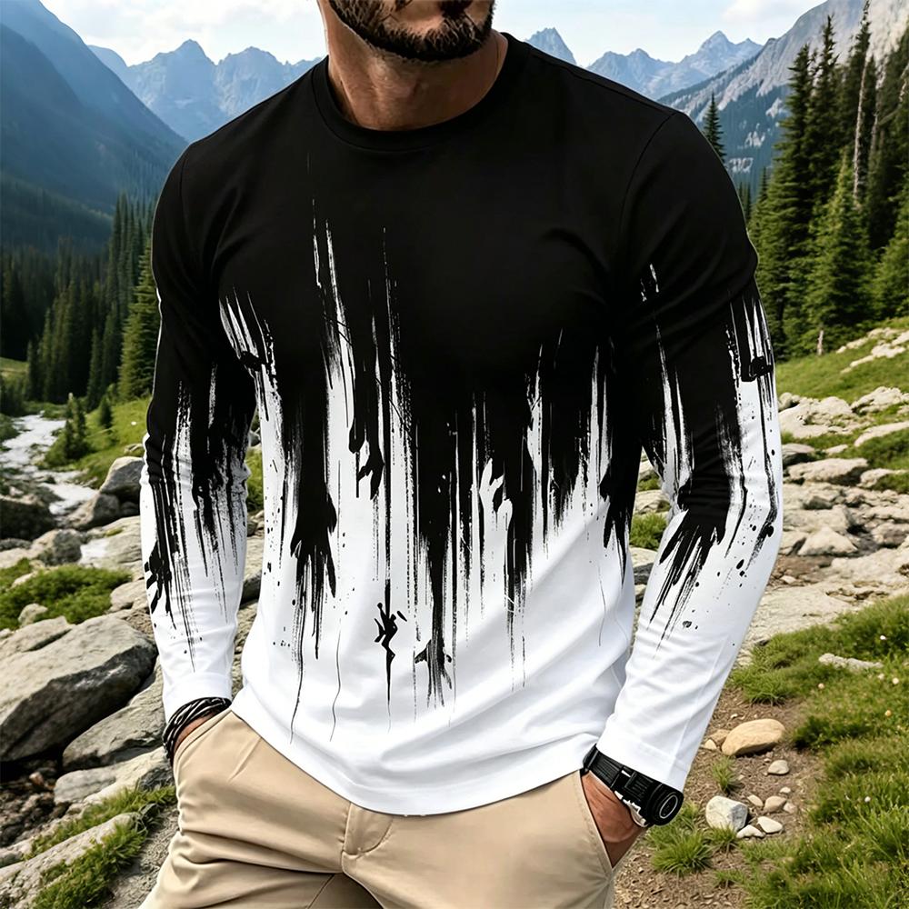 Men's Gradient Ink Splash Long - Vintage Fashion Streetwear ulasan dan harga