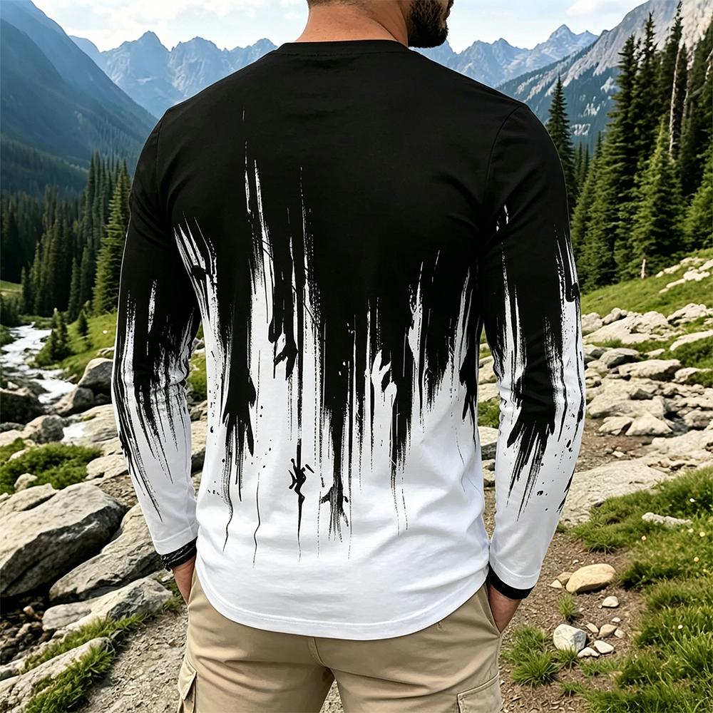 Men's Gradient Ink Splash Long - Vintage Fashion Streetwear ulasan dan harga