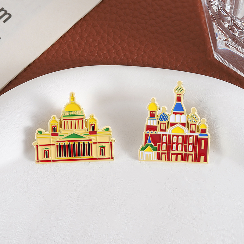 Vintage Building Enamel Brooch - Vintage Fashion Build ulasan dan harga