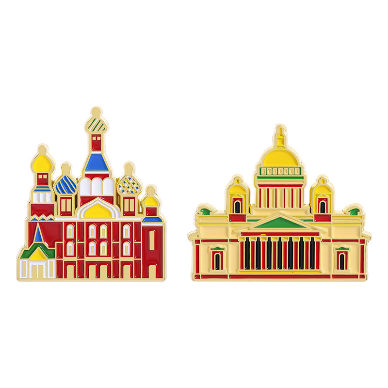 Vintage Building Enamel Brooch - Vintage Fashion Build ulasan dan harga